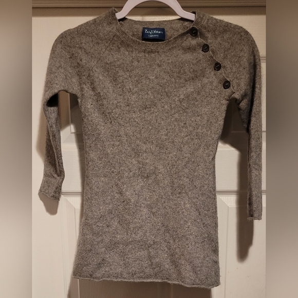ZADIG & VOLTAIRE 100% Cashmere $698 Women's Gray Sweater Rhinestone Butterfly Sm